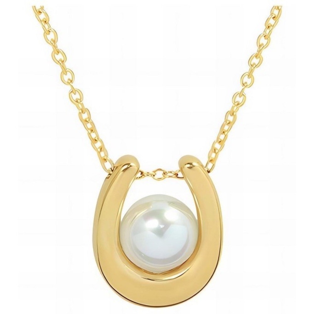 Necklace Womens 18K Gold Plated Necklace w/ Pearl Pendant Gift Valentine Anniv